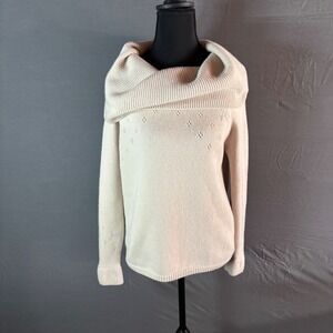 Hoss Intropia Sweater Women XS Cowl Neck Knit Pullover Pearl Beige Wool Cashmere